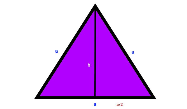 ارتفاع مثلث متساوی الاضلاع به ضلع a