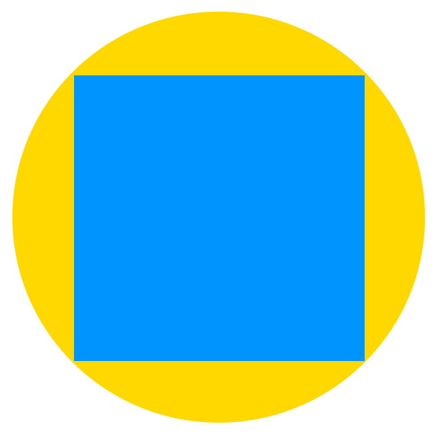 مساحت دایره محیط بر مربعی به ضلع 10