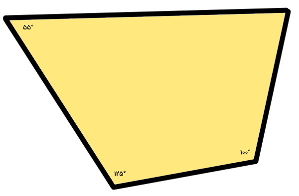 چهار ضلعی نامنظم با سه زاویه معلوم با فرمول بدست آوردن مجموع زوایای داخلی چند ضلعی