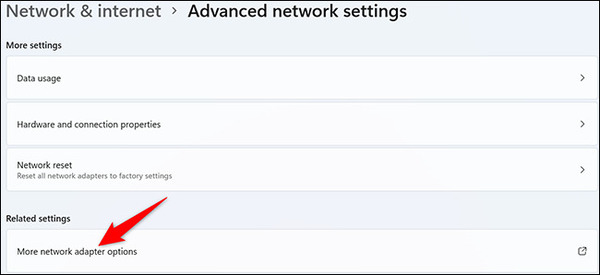 دیدن رمز وای فای در ویندوز 11 از طریق Advanced Network Settings