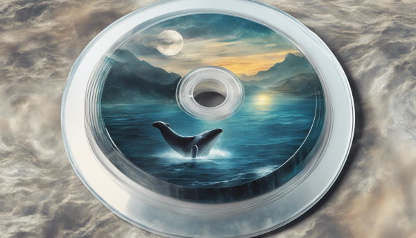 یک سی دی با تصویر نهنگ آبی روی آن