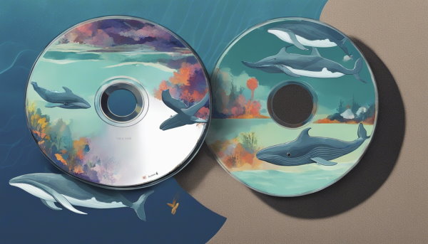 دو سی دی با تصویر نهنگ آبی (تصویر تزئینی مطلب آموزش داکر)