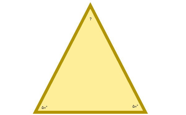 مجموع زوایای داخلی مثلث متساوی الساقین با دو زاویه 50 درجه