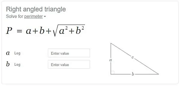 محاسبه محیط مثلث قائم‌ الزاویه به شکل آنلاین