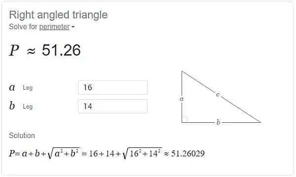 محاسبه محیط مثلث قائم‌ الزاویه به شکل آنلاین