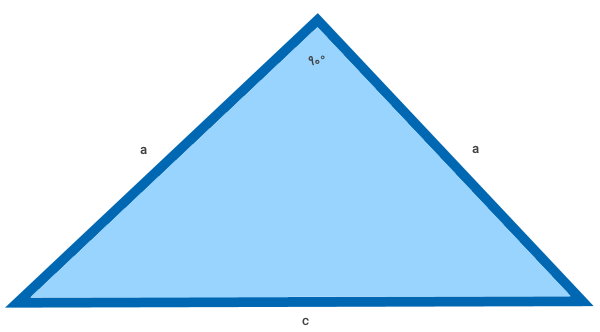 فرمول محیط مثلث متساوی الساقین قائم الزاویه