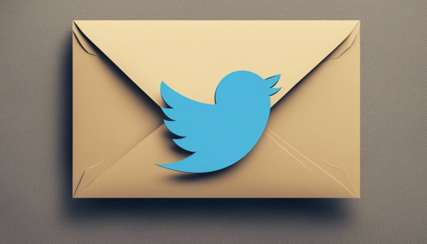 یک پاکت نامه با لوگوی توئیتر روی آن