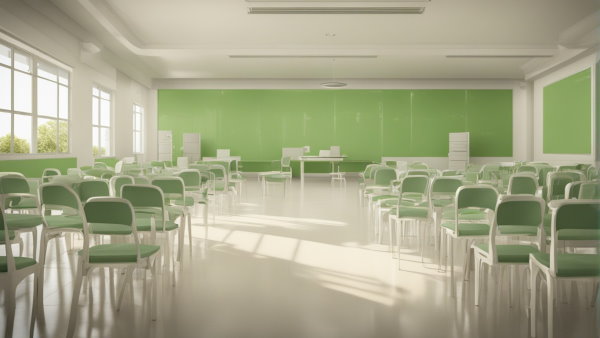 یک کلاس خالی پر از صندلی