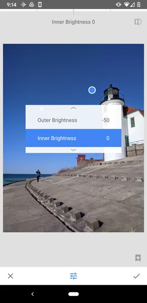 تنظیم Inner Brightness هنگام ادیت عکس با گوشی و Snapseed