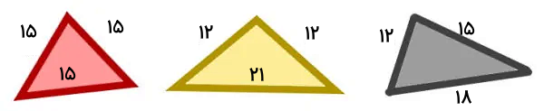 سه مثلث با رنگ‌های مختلف