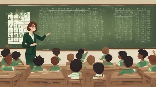 معلم دبستان در حال آموزش ریاضی (تصویر تزئینی مطلب تبدیل کسر به عدد مخلوط)