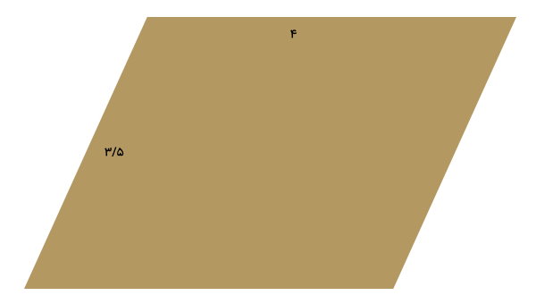 فرمول مساحت متوازی الاضلاع به قاعده 4 و ارتفاع 3