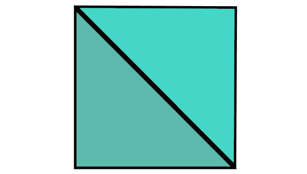 تشکیل یک مربع از دو مثلث قائم الزاویه متساوی الساقین