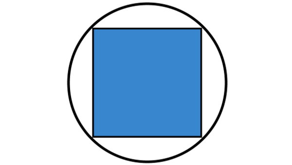 محاسبه مساحت مربع محاطی