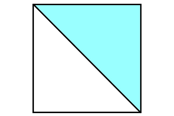 رابطه بین مساحت مربع با مساحت مثلث با قطر مربع