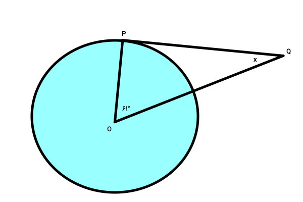 تعیین زاویه مثلث به کمک مماس دایره