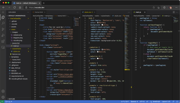 ویژوال استودیو کد تحت وب Vscode.dev