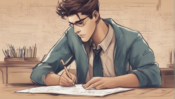 تصویر گرافیکی یک پسر جوان در حال نوشتن بر روی کاغذ