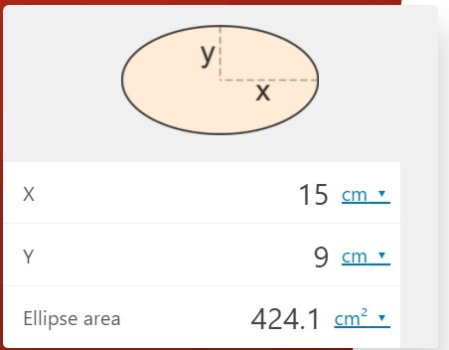 مثال محاسبه مساحت بیضی در Omni Calculator