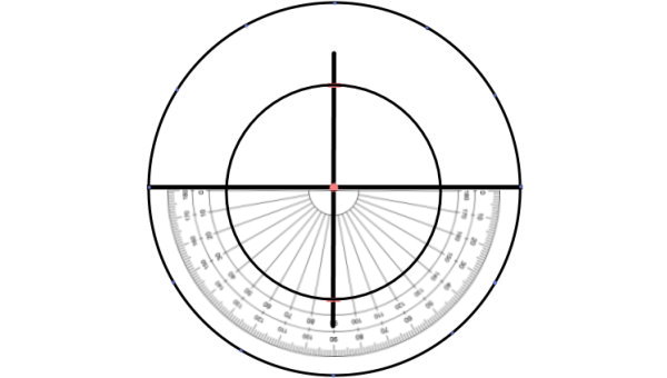 تعیین زاویه قسمت های دوایر هم مرکز برای رسم بیضی