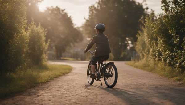 تصویر یک پسر در حال دوچرخه‌سواری