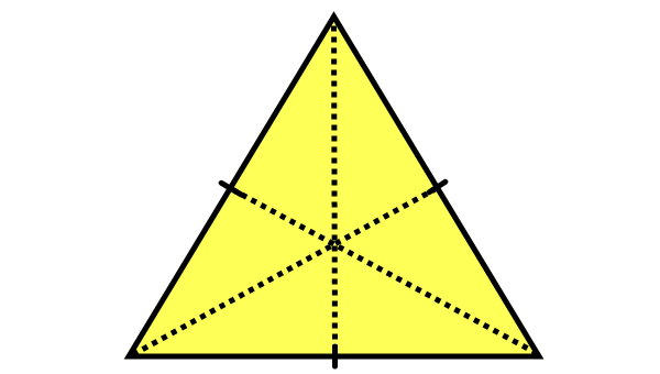 محور تقارن چند ضلعی منتظم (مثلث متساوی الاضلاع)