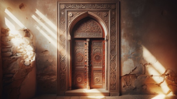 نمایی از یک در چوبی قدیمی - فعل در عربی