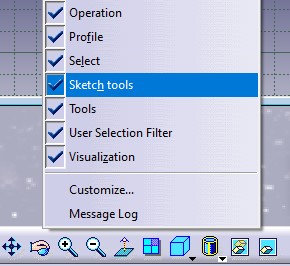 فعال کردن نوار ابزار Sketch tools