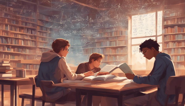 چند پسر نوجوان در کتابخانه در حال خواندن کتاب (تصویر تزئینی مطلب اتحاد های مثلثاتی)