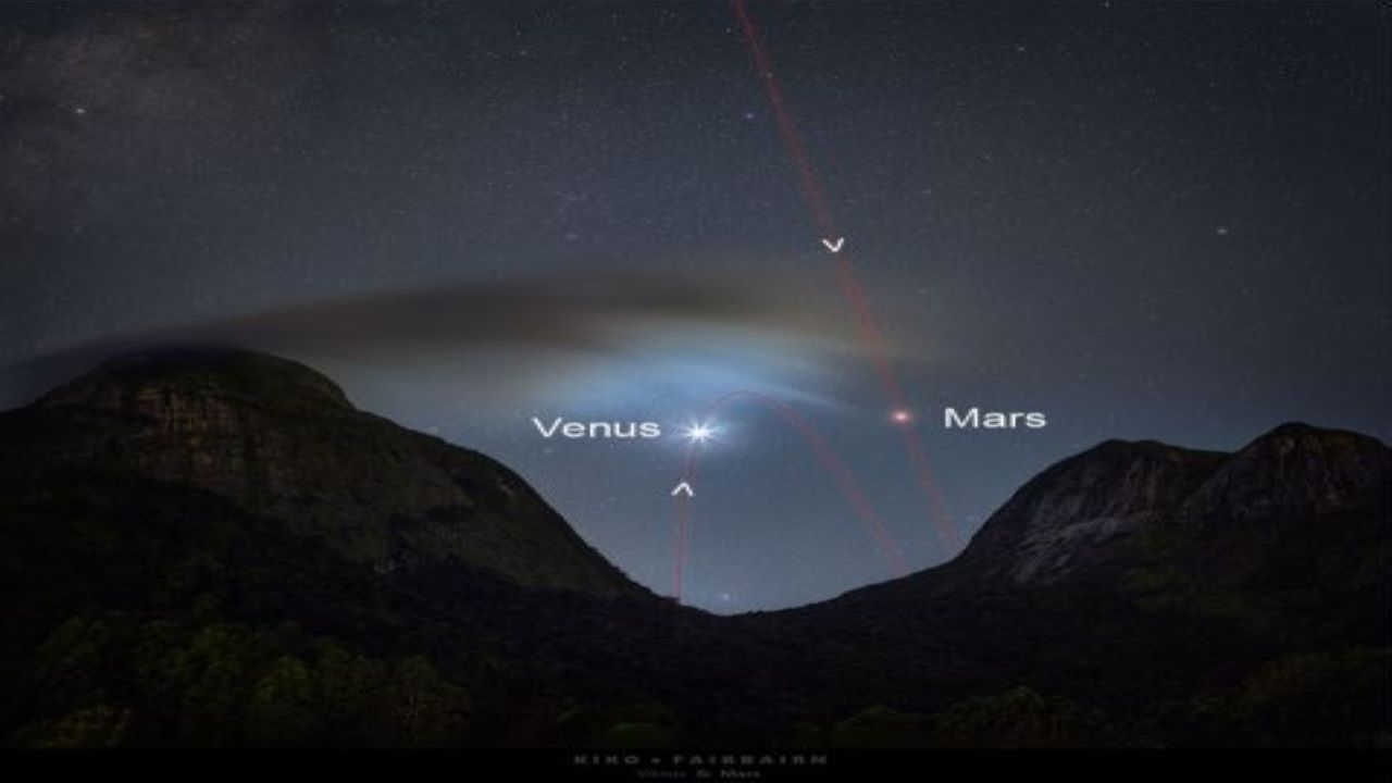 گذر زهره و مریخ در آسمان شب — تصویر نجومی