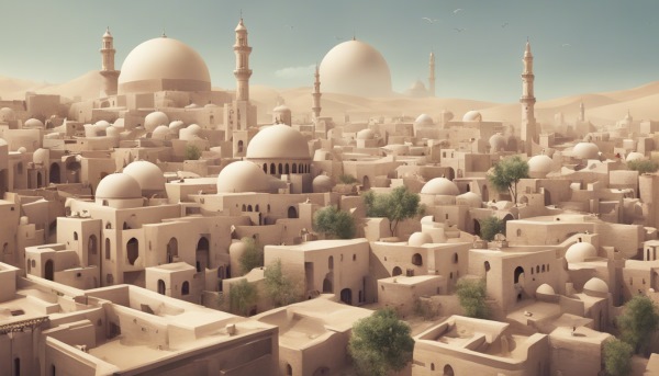نقاشی از منظره یک شهر عربی 