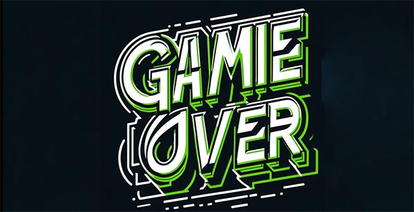 نوشته game over پس از پایان بازی