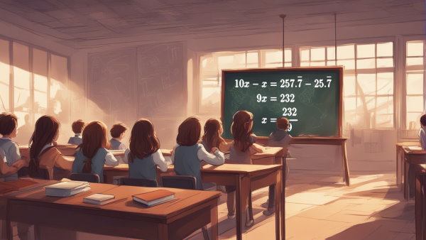 یک کلاس درس با دانش آموزان نشسته در حال نگاه کردن به یک مساله (تصویر تزئینی مطلب تبدیل عدد اعشاری به کسر)