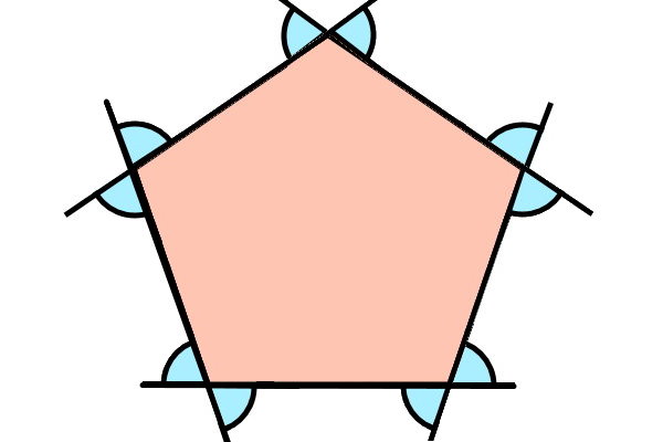 زاویه های خارجی زاویه متقابل به راس در پنج ضلعی