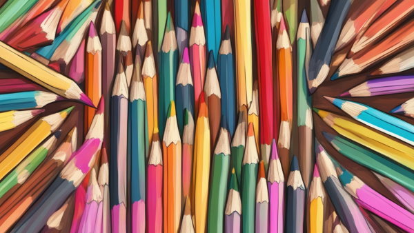 تصویر گرافیکی چندین مداد رنگی در کنار یکدیگر