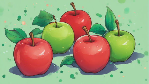 سه سیب قرمز و دو سیب سبز