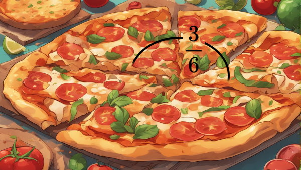 یک پیتزا دایره ای تقسیم شده