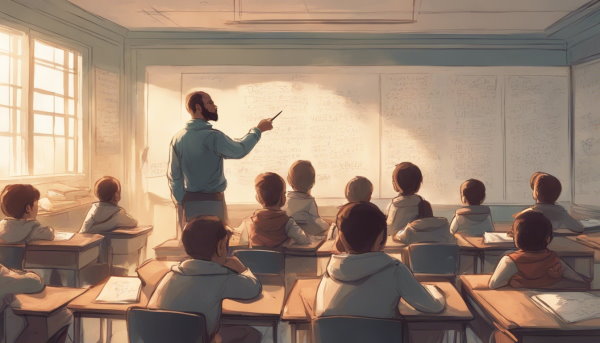 معلم در حال درس دادن در کلاس (تصویر تزئینی)