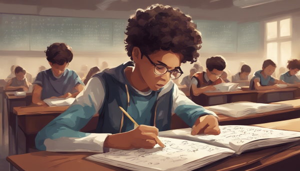 دانش آموز نشسته در کلاس در حال نوشتن (تصویر تزئینی)
