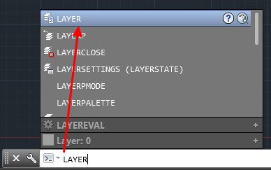 دستور لایه بندی در اتوکد با نوار خط فرمان