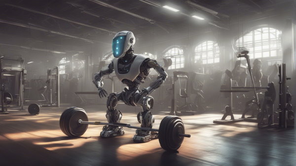 یک ربات در باشگاه در حال ورزش (تصویر تزئینی مطلب ساخت هوش مصنوعی)