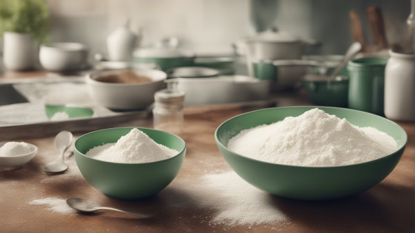 دو ظرف آرد و شکر بر روی یک میز در آشپزخانه (تصویر تزئینی مطلب تناسب در ریاضی)