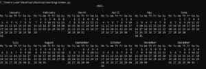 مشاهده تقویم کامل در ماژول تقویم پایتون