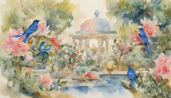 نقاشی آبرنگ مقبره حافظ در باغ