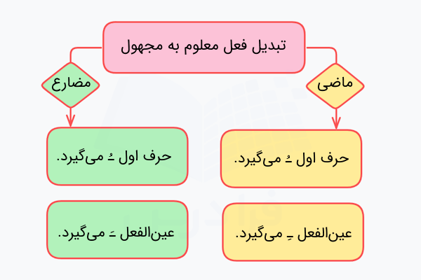 مراحل تبدیل فعل معلوم به مجهول در عربی
