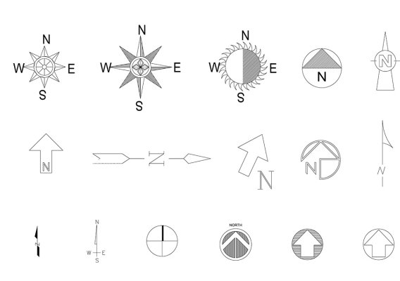 چند علامت جهت شمال برای نقشه
