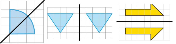 سه شکل با خط تقارن های متفاوت