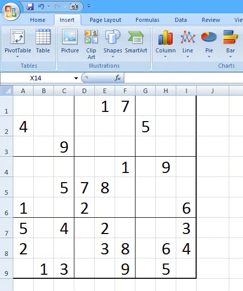 کاربرد اکسل - یک معمای سودوکو در اکسل
