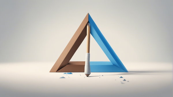 یک مثلث و یک چوب هم ارتفاع با ارتفاع آن (تصویر تزئینی مطلب ارتفاع چیست)