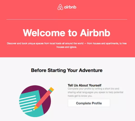 ایمیل خوشامدگویی Airbnb